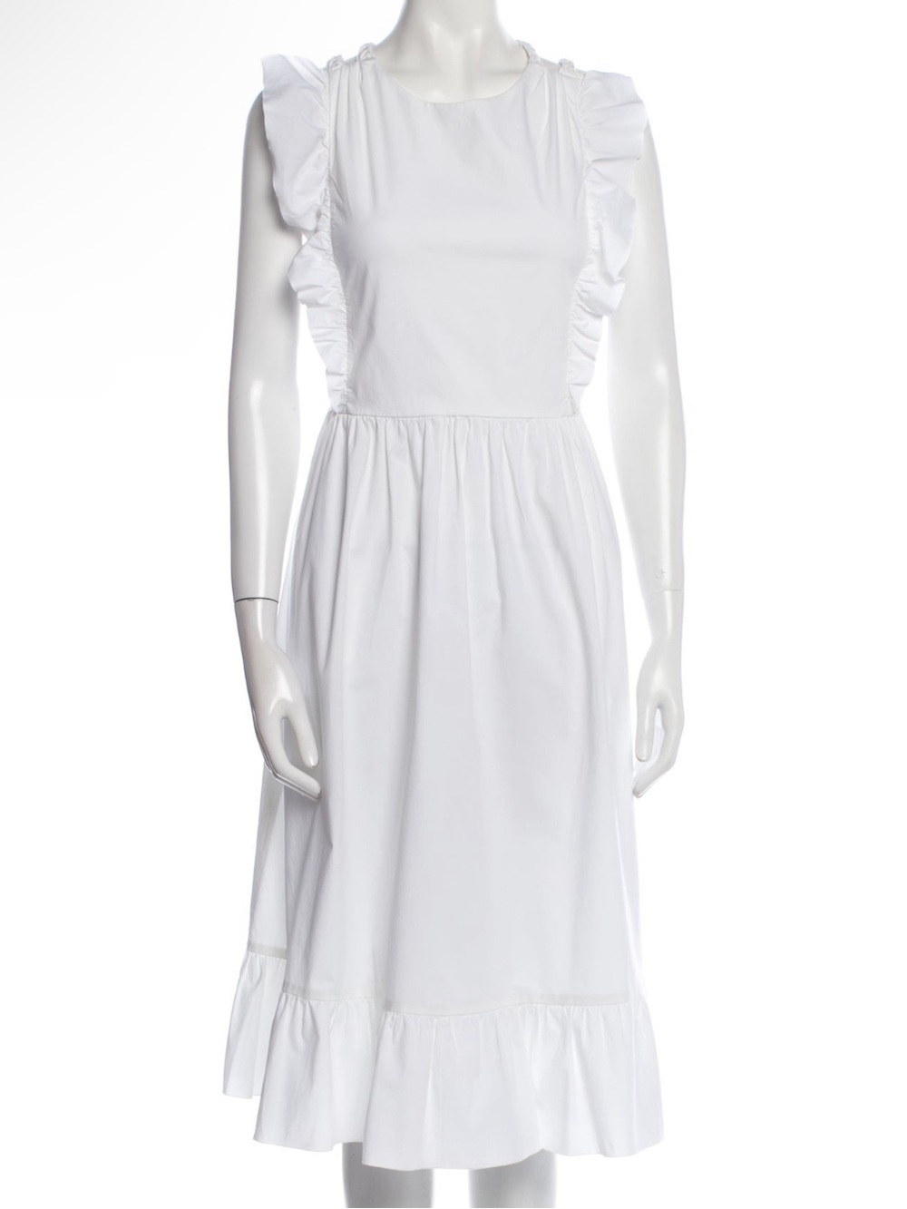 Red Valentino Cotton White Ruffle Midi Dress Size S